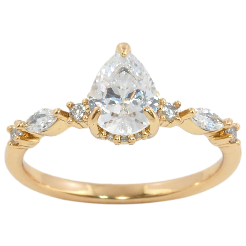 Каблучка Xuping Позолота 18K Кришталева крапелька фото №1