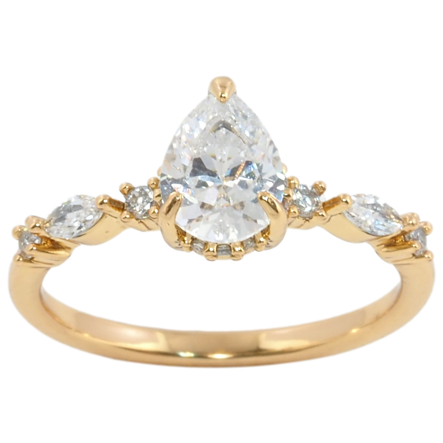 Каблучка Xuping Позолота 18K Кришталева крапелька фото №1