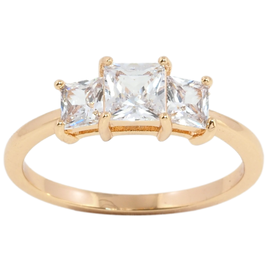 Каблучка Xuping Позолота 18K Три кристали фото №1