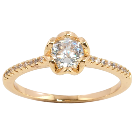 Кольцо Xuping Позолота 18K Фианит в оправе корона фото №1