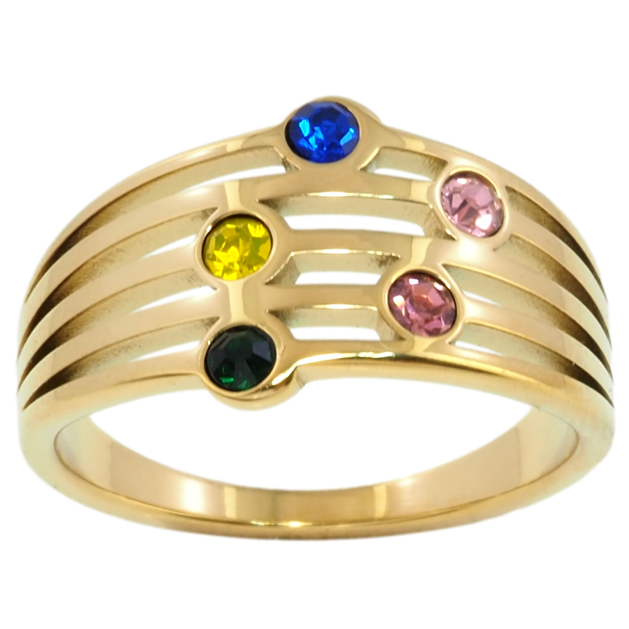 Каблучка Xuping TTM Stainless Steel Колір 14К Вставки різнокольорових кристалів фото №1