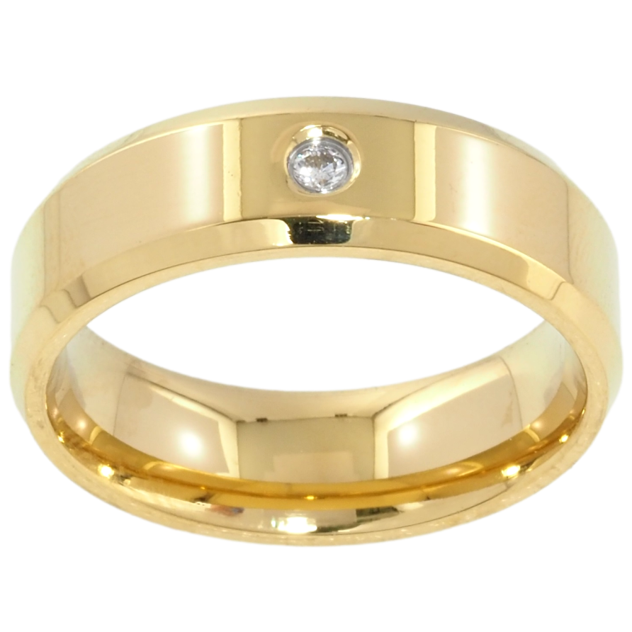 Кольцо Xuping TTM Stainless Steel Цвет 14К Вставка цирконий, шир. 6мм фото №1