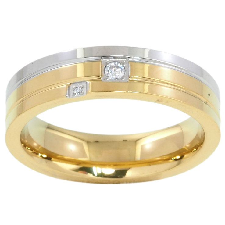 Кольцо Xuping TTM Stainless Steel Цвет Родий + 14К Узор с цирконием, шир. 5мм фото №20