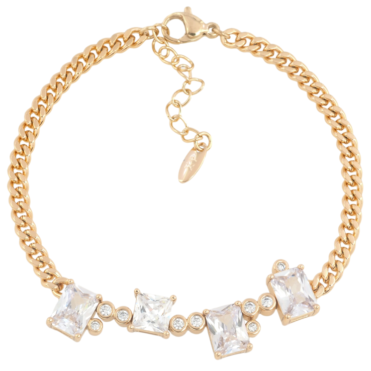 Браслет Xuping Позолота 18K Цепочка Панцирная с кристальной вставкой с доп.цепочкой 17-20см х 3.5мм фото №19