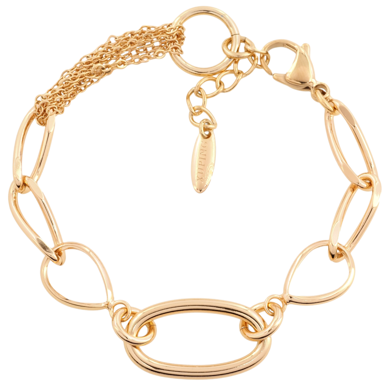 Браслет Xuping Позолота 18K Комбінований ланцюжок з доп.ланцюжком 18.5-20.5см х 6-14мм фото №1