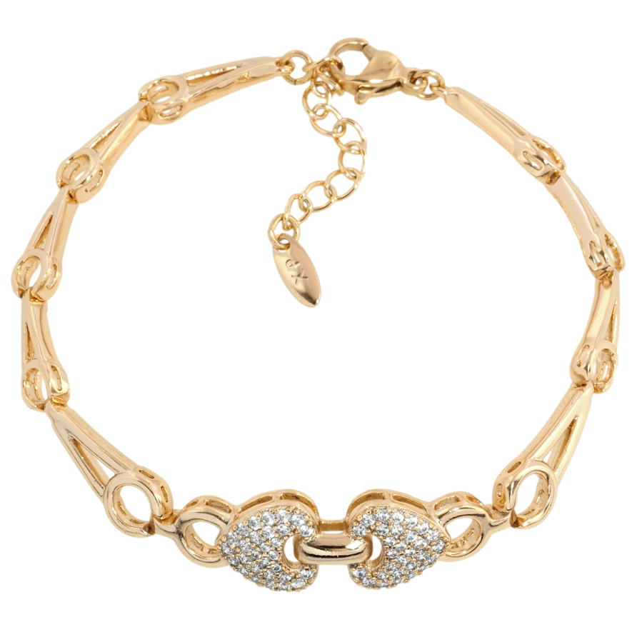 Браслет Xuping Позолота 18K Сердечки с цирконием с доп.цепочкой 16-19см х 5мм фото №1