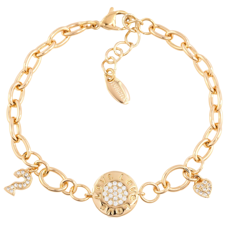 Браслет Xuping Позолота 18K Ланцюжок з підвісками і вставкою з доп.ланцюжком 17-20.5см х 5мм фото №1 Браслет Xuping Позолота 18K Ланцюжок з підвісками і вставкою з доп.ланцюжком 17-20.5см х 5мм фото №1