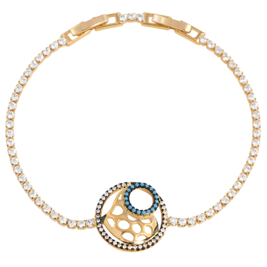 Браслет Xuping Позолота 18K Доріжка цирконію з декоративною вставкою розмір з доп. замком 16.5,18.5см х 2мм фото №1