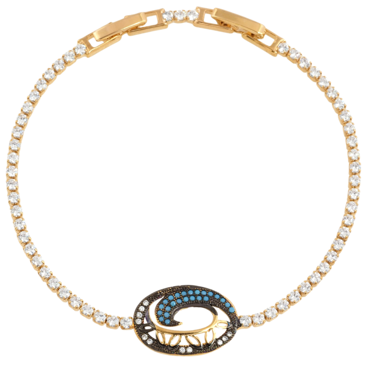 Браслет Xuping Позолота 18K Доріжка цирконію з декоративною вставкою розмір з доп. замком 17,19см х 2мм фото №19