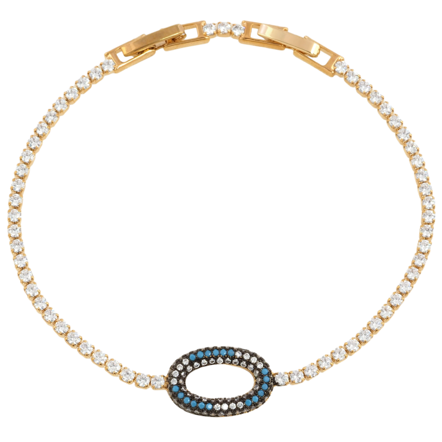 Браслет Xuping Позолота 18K Доріжка цирконію з декоративною вставкою розмір з доп. замком 17,19см х 2мм фото №1