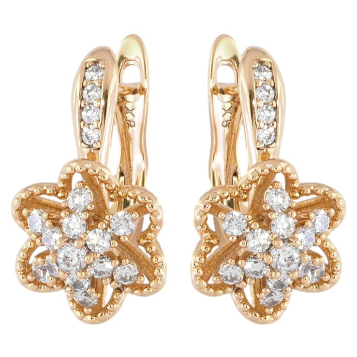 Сережки Xuping Позолота 18K англійський замок Квіточки з цирконієм фото №19