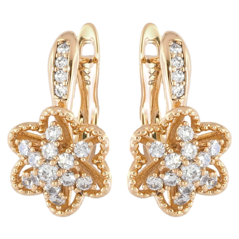 Сережки Xuping Позолота 18K англійський замок Квіточки з цирконієм фото №1 Сережки Xuping Позолота 18K англійський замок Квіточки з цирконієм фото №1