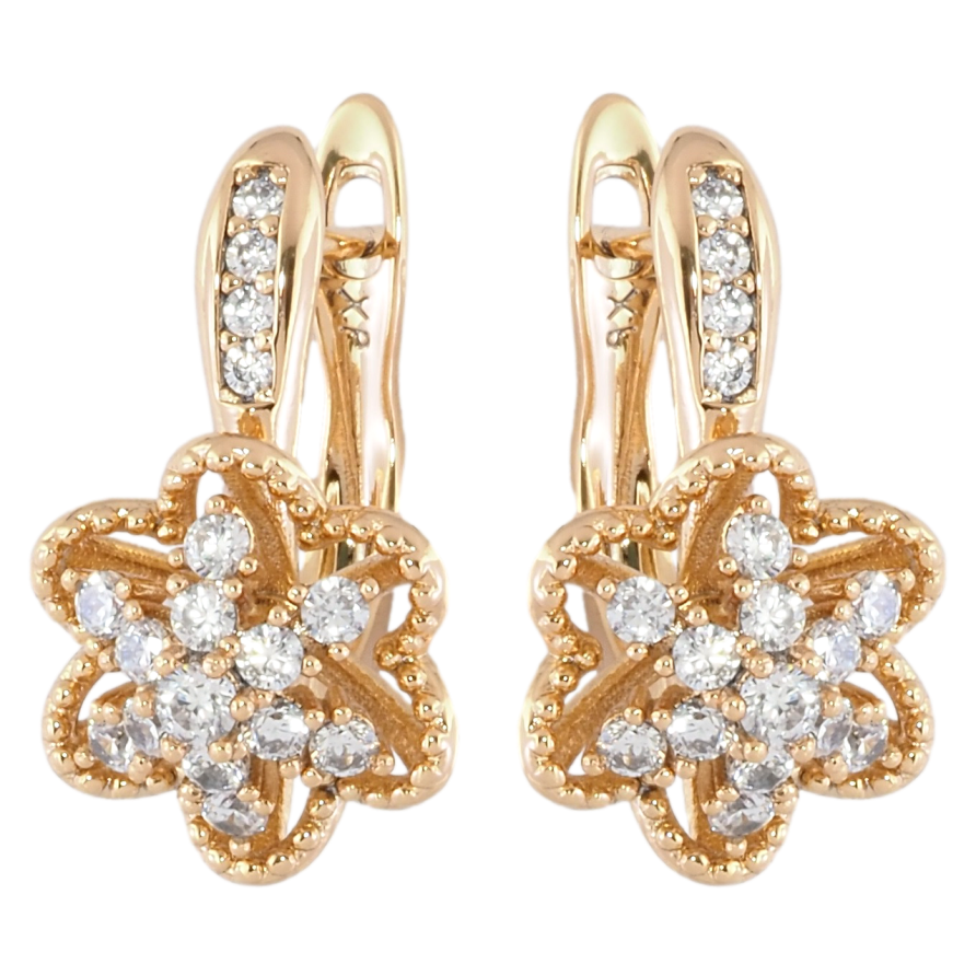 Сережки Xuping Позолота 18K англійський замок Квіточки з цирконієм фото №1 Сережки Xuping Позолота 18K англійський замок Квіточки з цирконієм фото №1