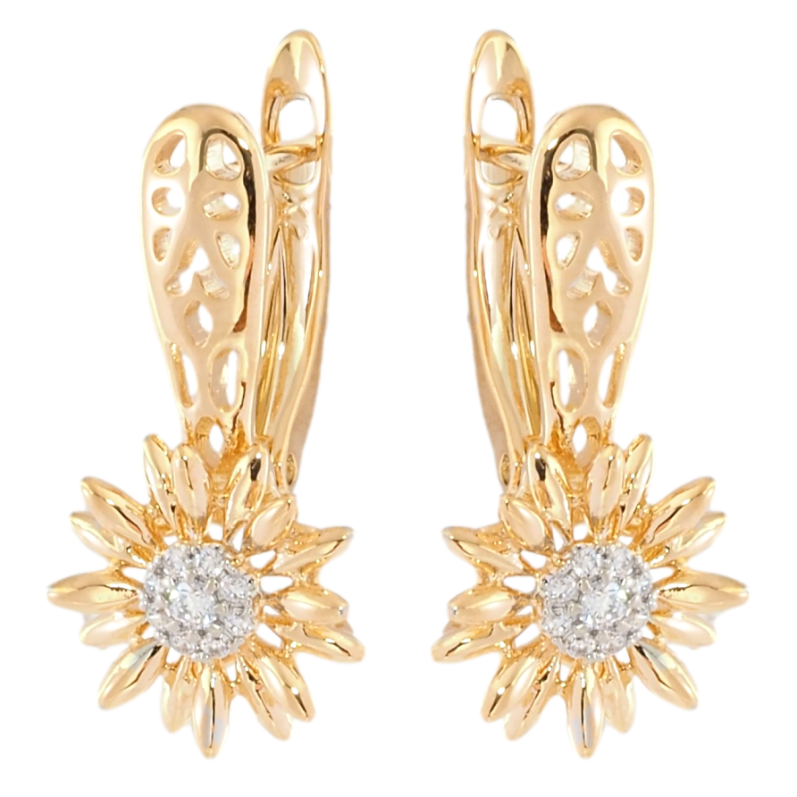 Серьги Xuping Позолота 18K + Родий английский замок Цветочки с цирконием фото №1 Серьги Xuping Позолота 18K + Родий английский замок Цветочки с цирконием фото №1