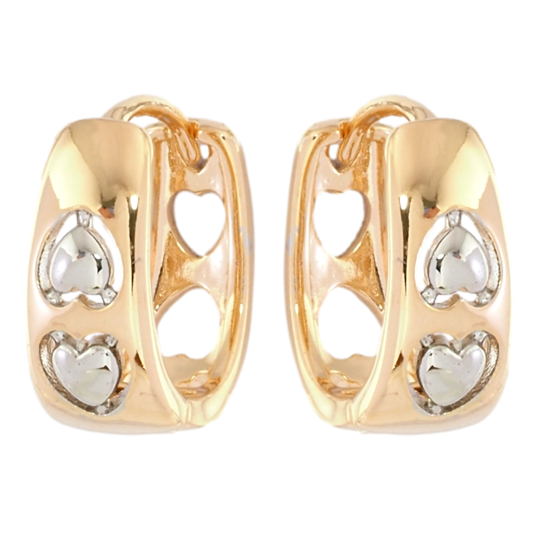 Сережки Xuping Позолота 18K + Родій колечка Візерунок сердечка фото №1