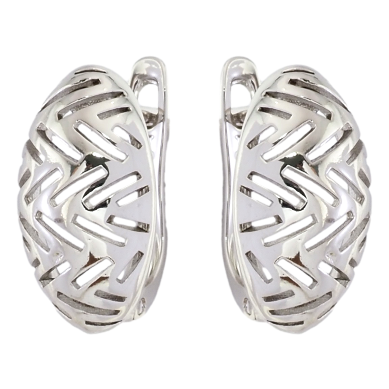 Серьги Xuping Родий английский замок Овалы с резным узором фото №1 Серьги Xuping Родий английский замок Овалы с резным узором фото №1