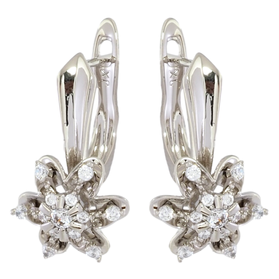 Серьги Xuping Родий английский замок Цветочки с цирконием фото №1 Серьги Xuping Родий английский замок Цветочки с цирконием фото №1