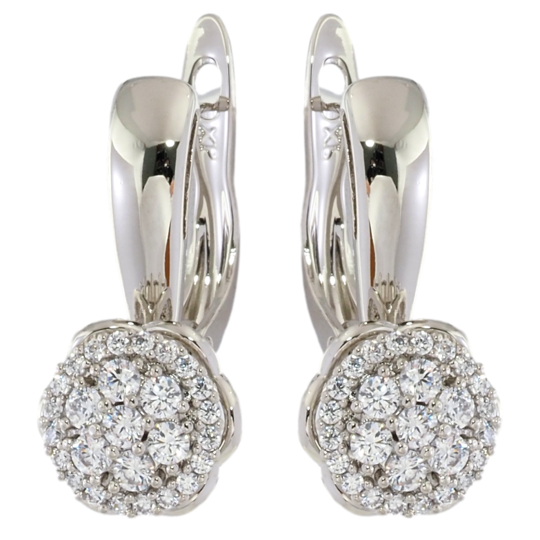 Серьги Xuping Родий английский замок Цветочки с инкрустацией цирконием фото №1