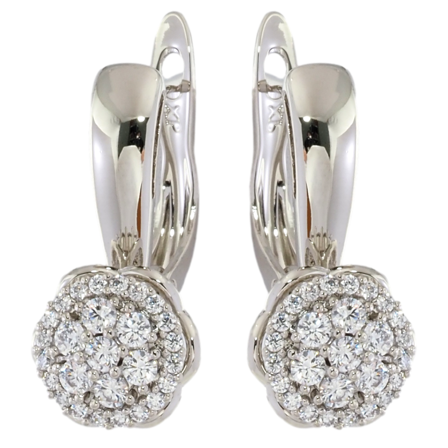 Серьги Xuping Родий английский замок Цветочки с инкрустацией цирконием фото №1