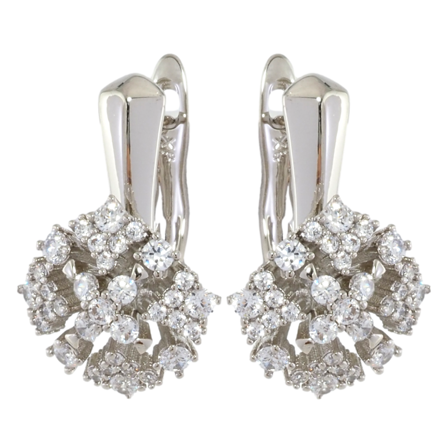 Сережки Xuping Родій англійський замок Квіточки з цирконієм фото №1 Сережки Xuping Родій англійський замок Квіточки з цирконієм фото №1