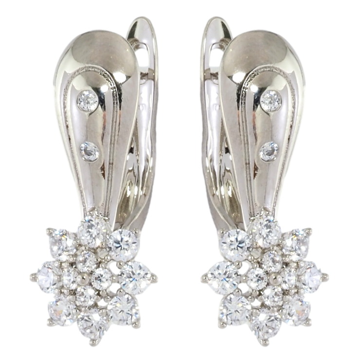 Сережки Xuping Родій англійський замок Кристальні квіточки фото №21 Сережки Xuping Родій англійський замок Кристальні квіточки фото №21