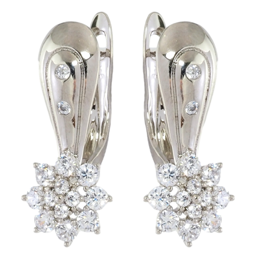 Серьги Xuping Родий английский замок Кристальные цветочки фото №1 Серьги Xuping Родий английский замок Кристальные цветочки фото №1