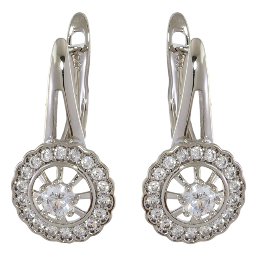 Серьги Xuping Родий английский замок Цветочки с цирконием фото №1 Серьги Xuping Родий английский замок Цветочки с цирконием фото №1