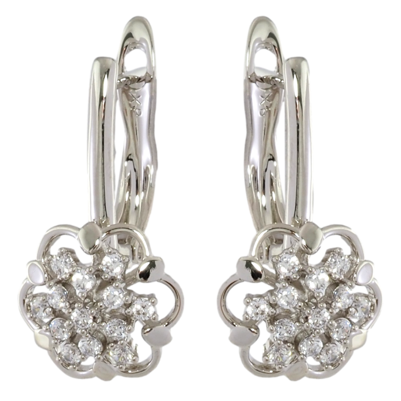 Серьги Xuping Родий английский замок Цветочки с цирконием фото №1