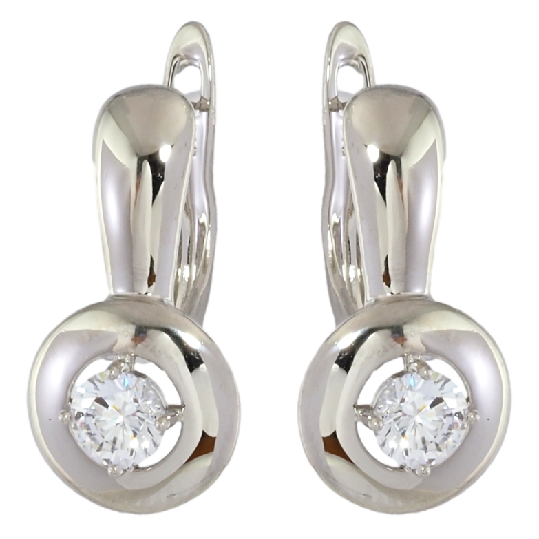 Сережки Xuping Родій англійський замок Фіаніти в колечках фото №1 Сережки Xuping Родій англійський замок Фіаніти в колечках фото №1