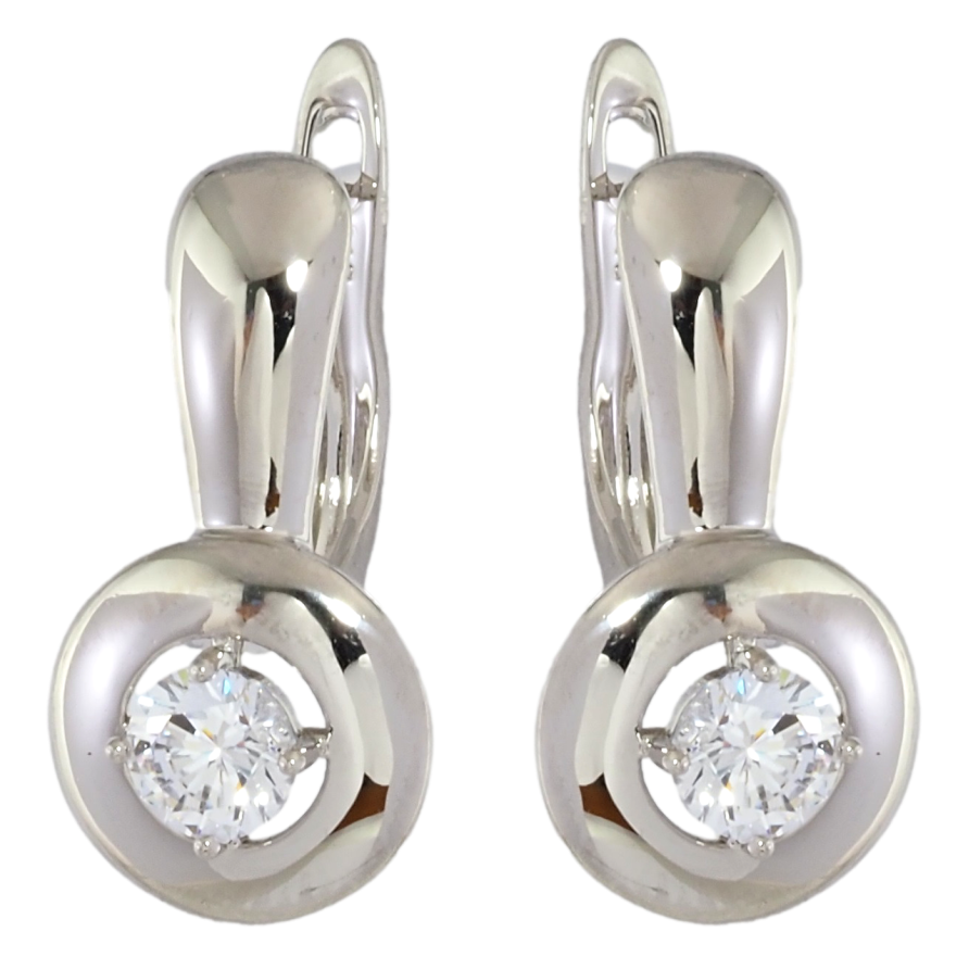 Серьги Xuping Родий английский замок Фианиты в колечках фото №1 Серьги Xuping Родий английский замок Фианиты в колечках фото №1