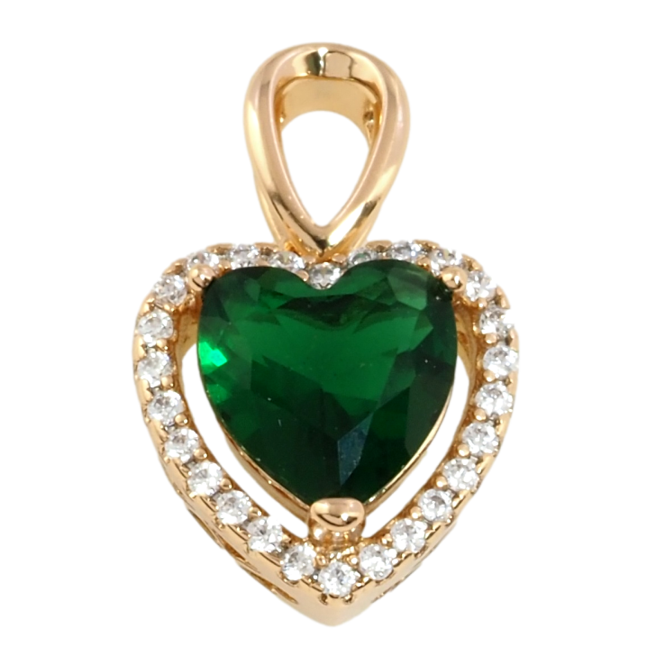Кулон Xuping Позолота 18K Сердце с зеленым фианитом и цирконием для цепочки до 3мм фото №21