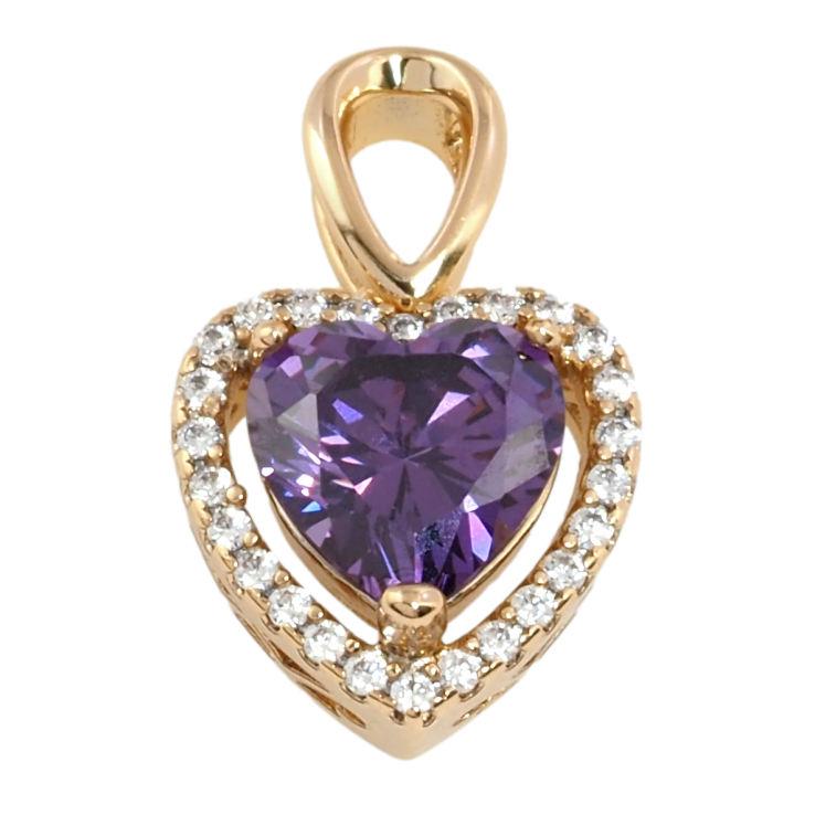 Кулон Xuping Позолота 18K Сердце с сиреневым фианитом и цирконием для цепочки до 3мм фото №19