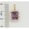 Кулон Xuping Позолота 18K Сиреневый фианит в обрамлении циркония, 13х15мм для цепочки до 5мм фото №2