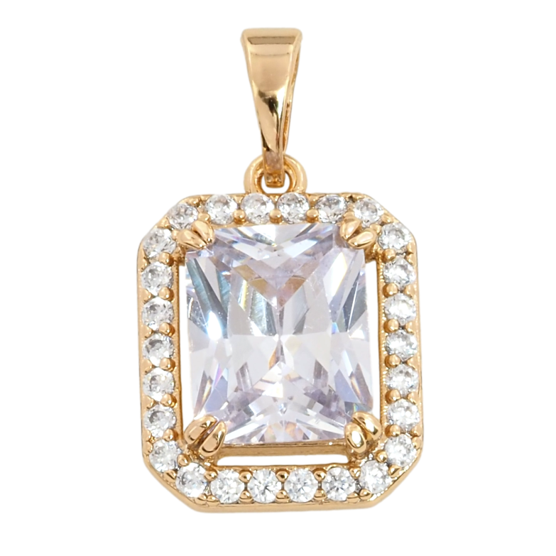 Кулон Xuping Позолота 18K Фианит в обрамлении циркония, 13х15мм для цепочки до 5мм фото №1