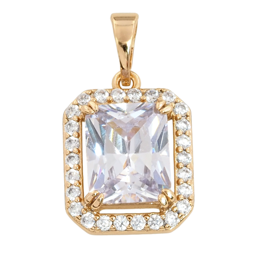 Кулон Xuping Позолота 18K Фианит в обрамлении циркония, 13х15мм для цепочки до 5мм фото №1