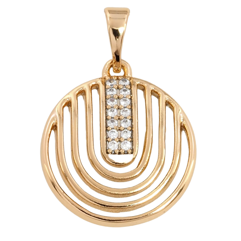 Кулон Xuping Позолота 18K Резное колечко с цирконием для цепочки до 5мм фото №1