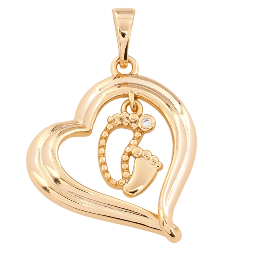 Кулон Xuping Позолота 18K Сердце с детскими следами для цепочки до 5мм фото №1