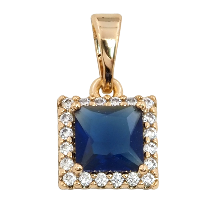 Кулон Xuping Позолота 18K Синий фианит в обрамлении циркония, 8х9мм для цепочки до 5мм фото №13