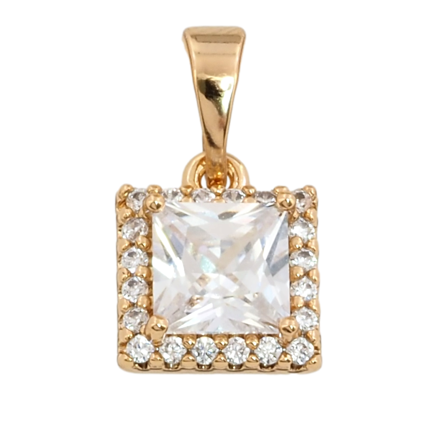 Кулон Xuping Позолота 18K Фианит в обрамлении циркония, 8х9мм для цепочки до 5мм фото №1