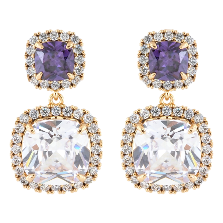 Сережки Xuping Позолота 18K пусети Кришталеві підвіски фото №1