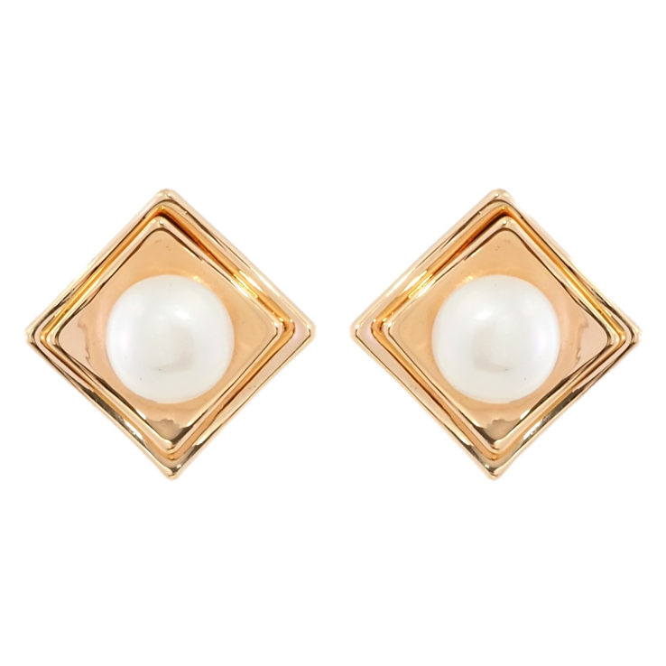 Серьги Xuping Позолота 18K пусеты Ромбы с жемчужинами фото №12 Серьги Xuping Позолота 18K пусеты Ромбы с жемчужинами фото №12