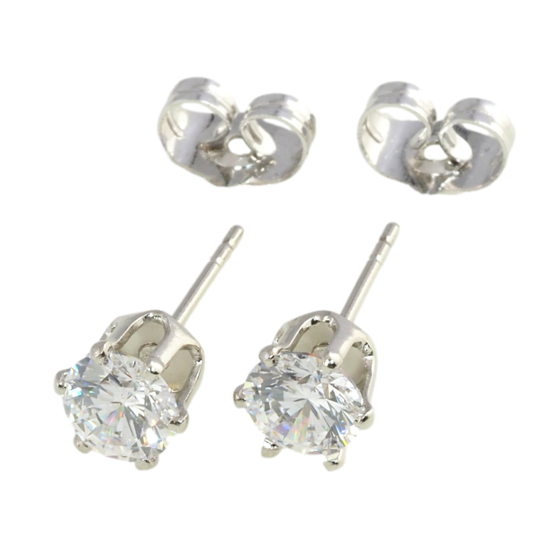 Серьги Xuping Родий пусеты Фианиты в 6-ти крапановой оправе ø 6мм фото №1 Серьги Xuping Родий пусеты Фианиты в 6-ти крапановой оправе ø 6мм фото №1