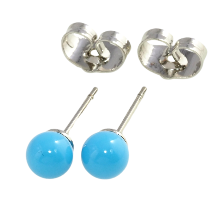 Сережки Xuping Родій пусети Блакитні кульки ø 5мм фото №1