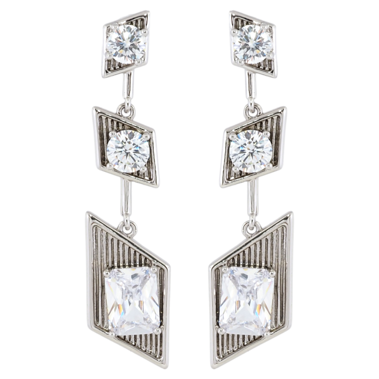 Серьги Xuping Родий пусеты Декоративные подвески с фианитами фото №7 Серьги Xuping Родий пусеты Декоративные подвески с фианитами фото №7