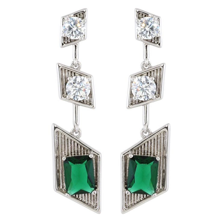 Серьги Xuping Родий пусеты Декоративные подвески с зелеными фианитами фото №8 Серьги Xuping Родий пусеты Декоративные подвески с зелеными фианитами фото №8