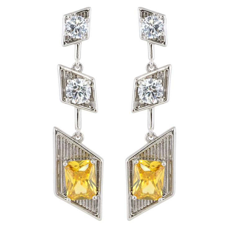 Серьги Xuping Родий пусеты Декоративные подвески с желтыми фианитами фото №9 Серьги Xuping Родий пусеты Декоративные подвески с желтыми фианитами фото №9
