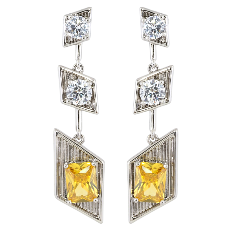 Серьги Xuping Родий пусеты Декоративные подвески с желтыми фианитами фото №1