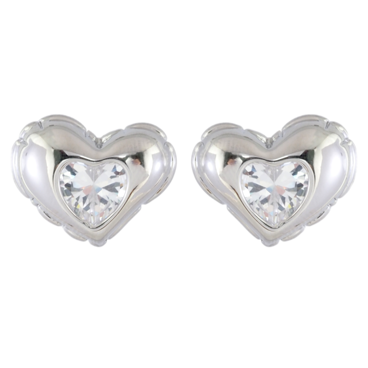 Серьги Xuping Родий пусеты Сердечки с кристаллами фото №2 Серьги Xuping Родий пусеты Сердечки с кристаллами фото №2