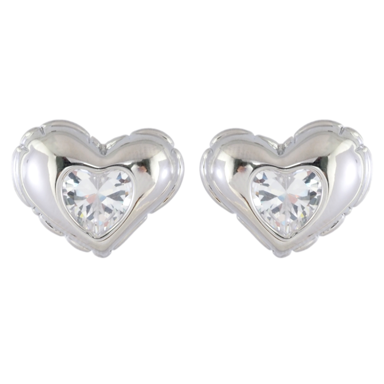 Серьги Xuping Родий пусеты Сердечки с кристаллами фото №3 Серьги Xuping Родий пусеты Сердечки с кристаллами фото №3