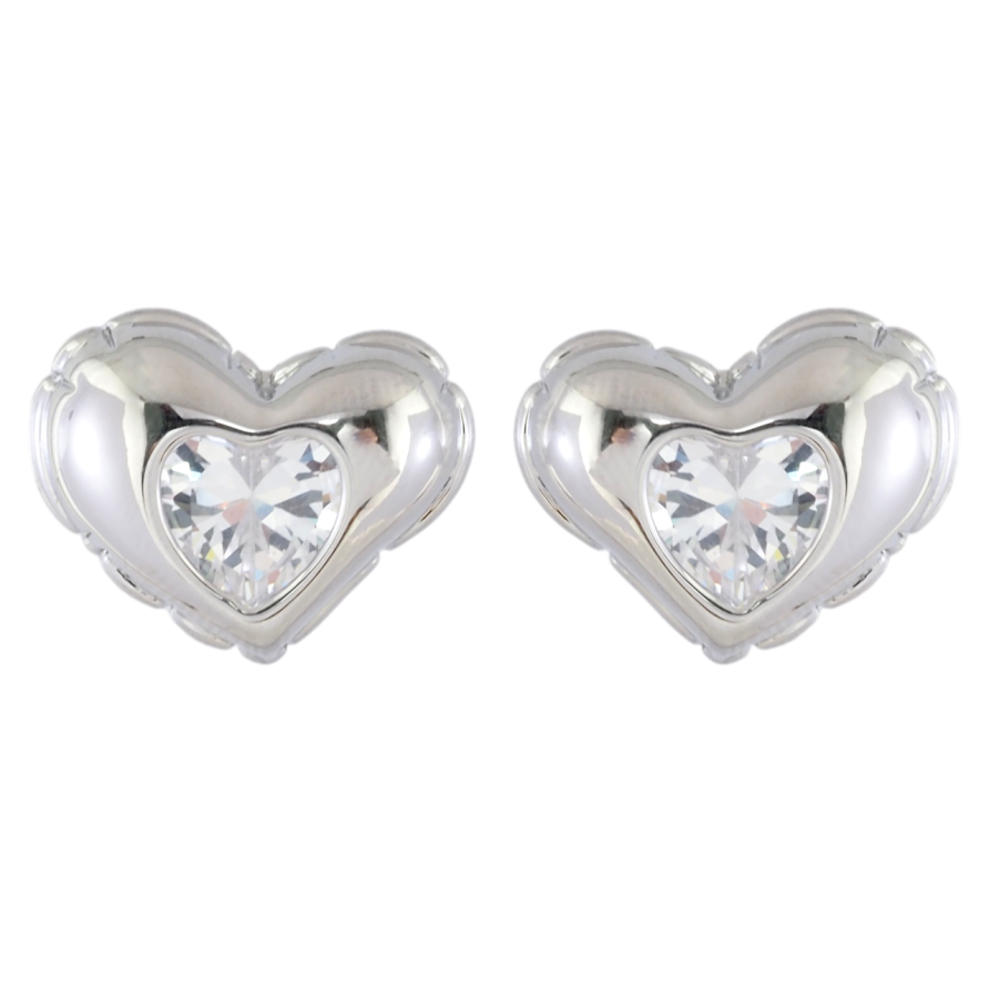 Серьги Xuping Родий пусеты Сердечки с кристаллами фото №1 Серьги Xuping Родий пусеты Сердечки с кристаллами фото №1